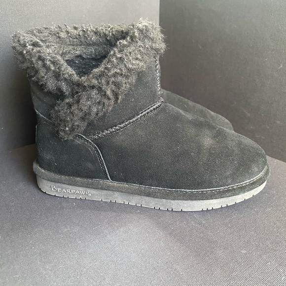 Bearpaw Heidi II Boot Black Suede Faux Fur Mid Rise W7 - Picture 6 of 7